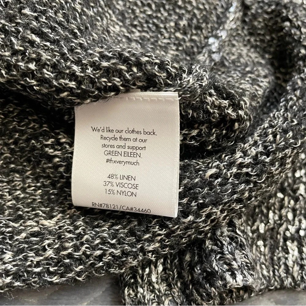 Eileen Fisher Sweater Small Metallic Linen Blend 3/4 Sleeve‎ Loose Knit